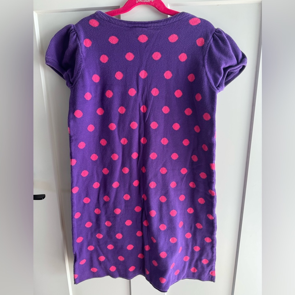 Hanna Andersson Purple Sweater Dress with Pink Dots Size 140/10 - Picture 7 of 9